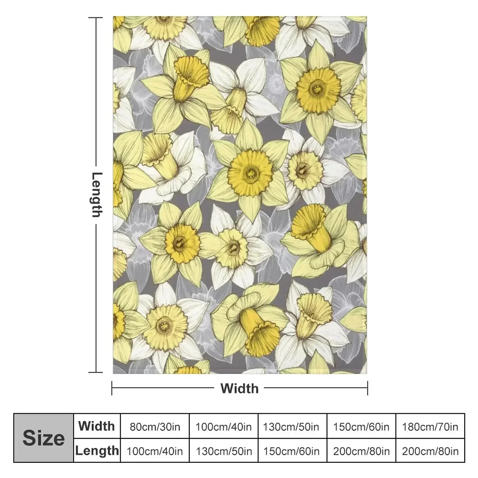 Daffodil Daze - yellow & grey daffodil illustration pattern Throw Blanket blankets ands christmas gifts Tourist Softest Blankets
