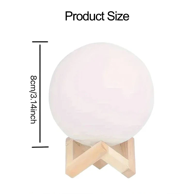 ضوء ليلي قمري أصفر دافئ مصباح جو محمول مع حامل لغرفة النوم والحضانة وإضاءة ليلية للأطفال مصباح مكتبي مريح للديكور