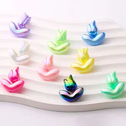 Beautiful Tulip Flower Acrylic Beads For Jewelry Making DIY Bracelet Phone Chain Keychain Leaf Spacer Beads Jewelry Accessories