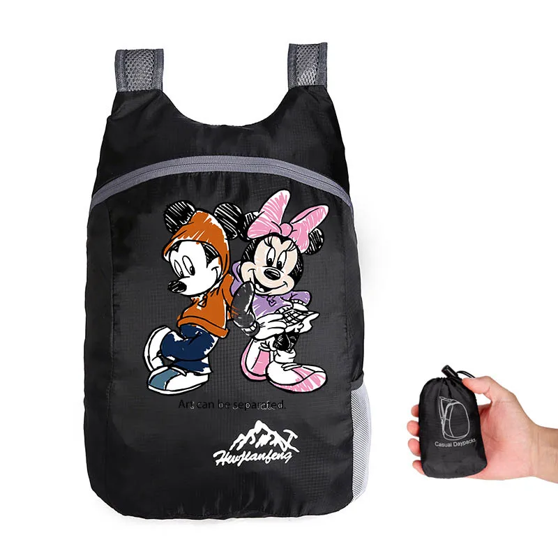 Disney Mickey Mouse tas Hiking, tas ransel portabel anti air dapat dilipat ultra ringan untuk perjalanan Wanita Pria