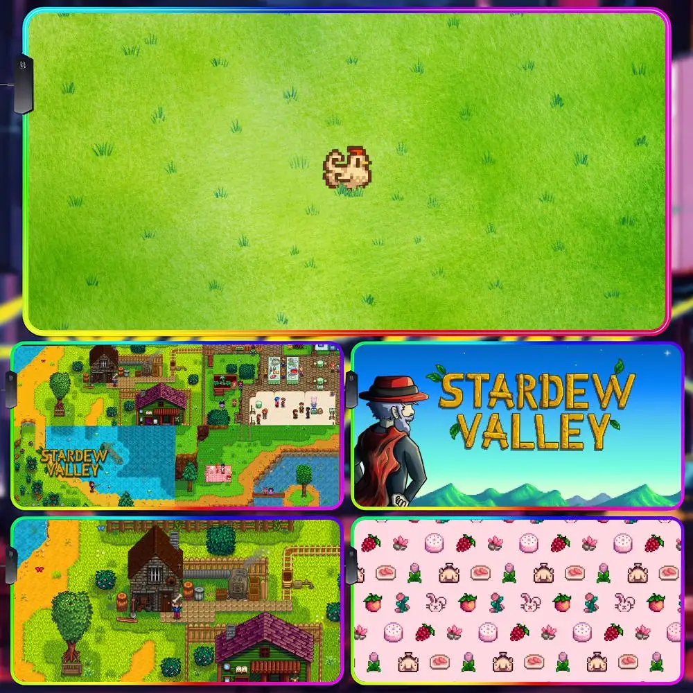

Коврик для мыши Stardew Valley, геймерский люминесцентный светодиодный коврик для мыши, игровой стол, RGB настольный коврик, клавиатура, коврик для мыши для ПК