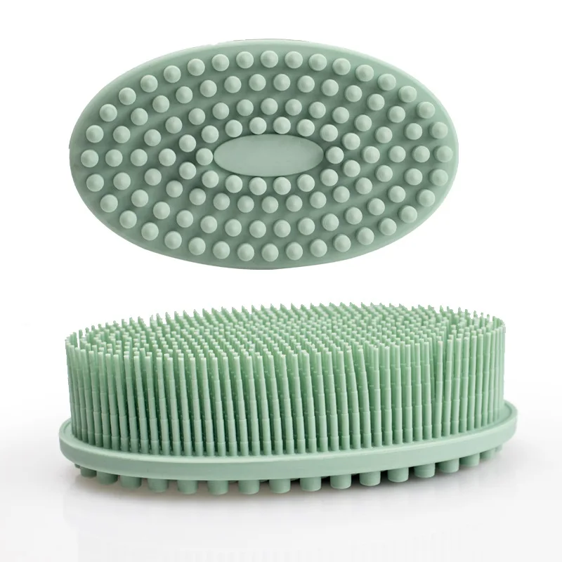 Exfoliating Silicone Body Brush,2 in 1 Bath and Shampoo Brush,Wet and Dry Scalp Massager,Premium Silicone Loofah,Lathers Well