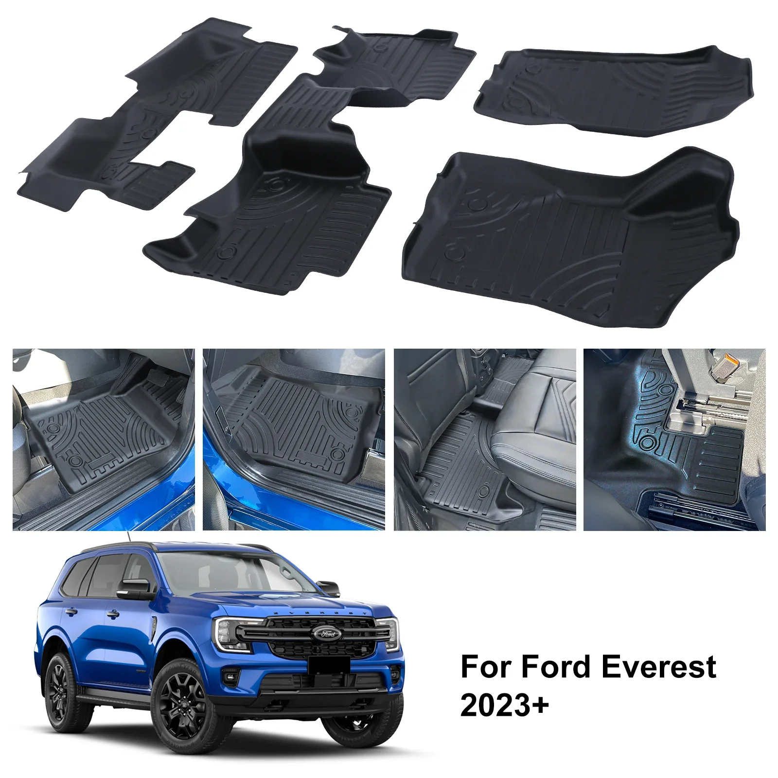 Custom Car Floor Mats Foot Pad for Ford Everest Next-gen 2022 2023 2024 Model Car Mat With 3D Design 4X4 SUV Car Accessories