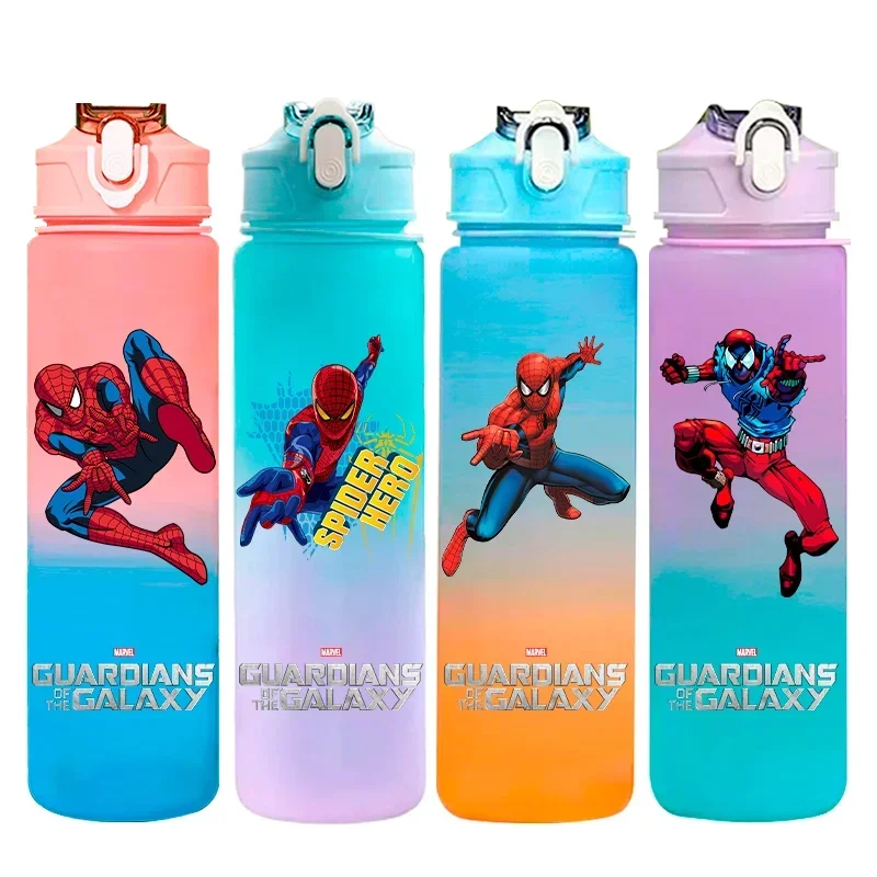 

750ML Spider Man Cartoon Gradient Water Bottle Portable Plastic Leak Proof Water Cup Student Outdoor Sports Travel Water Bottle