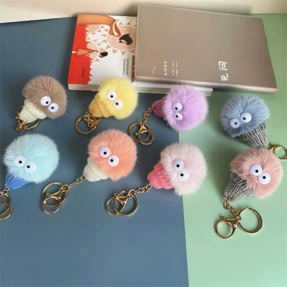 Interesting Plush Little Coal Ball Keychains Ugly Cute Creative Fluffy Key Ring Lovely Simple Kawaii Doll Pendant Bag Charm