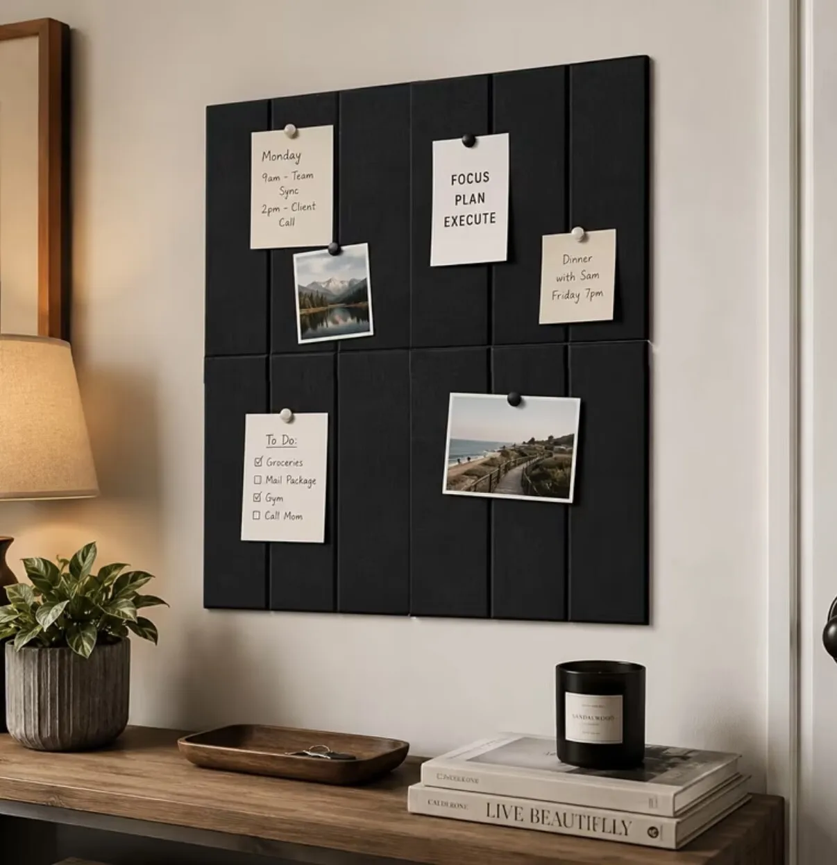4-Pack Self-Adhesive Felt Bulletin Boards, Can Replace Cork Boards, and Come with Random Colored Push Pins; Multifunctional Vision Boards, Suitable for Home, Office, and Classroom Use to Display Photos, Messages, and Can Also Be Used as Wall Panels and Dart Board Wall Decorations
