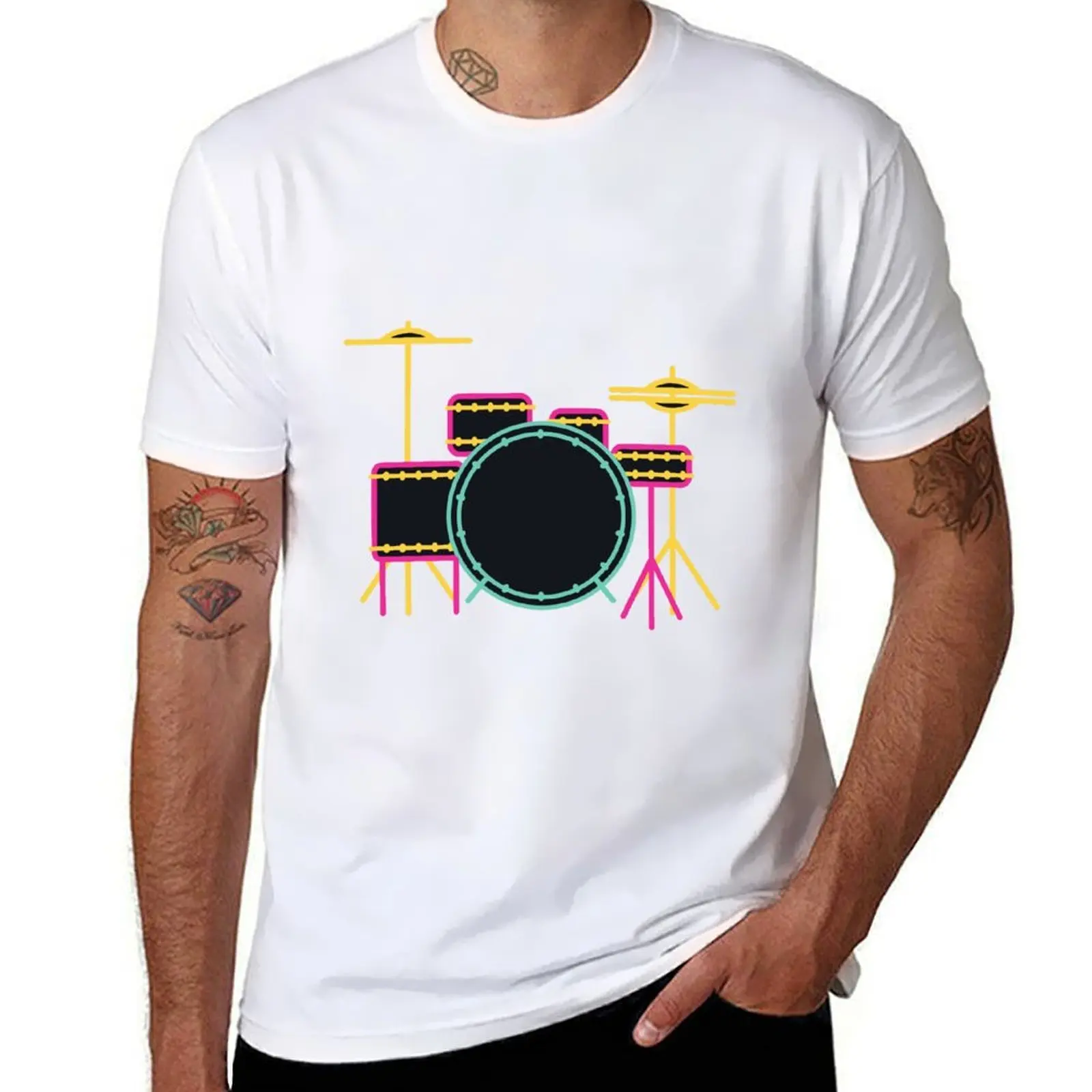 

Neon Drum Kit T-Shirt t shirts for man slim fit t shirts for man graphic vintage T-Shirt