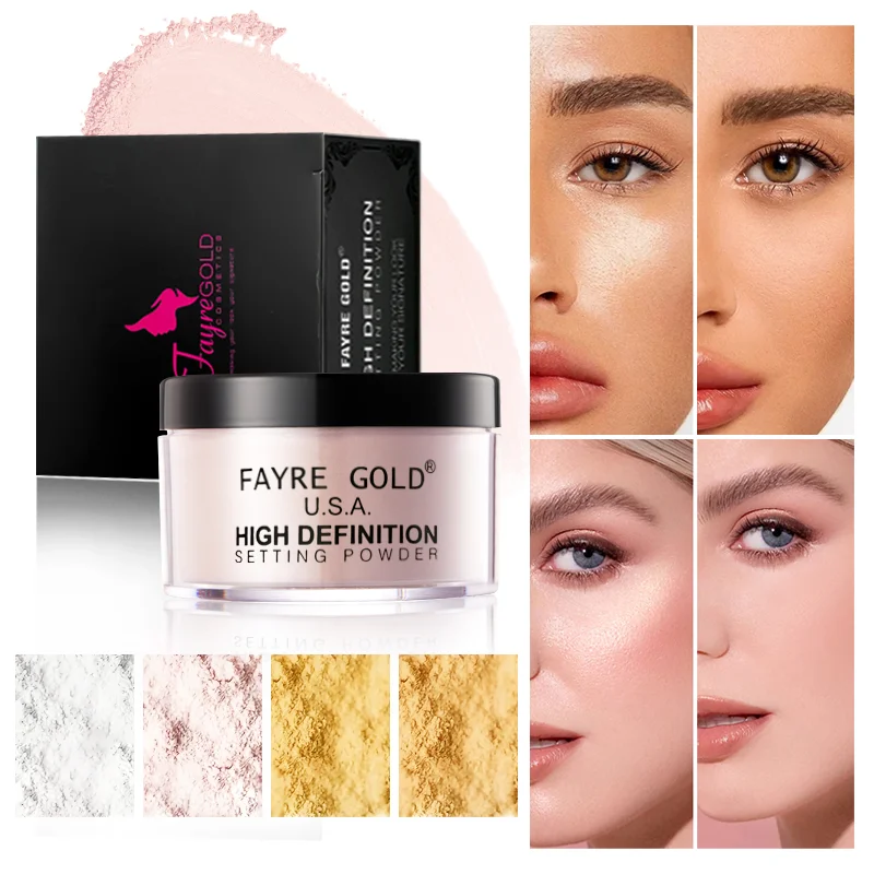 بودرة خبز وإعدادات سائبة تدوم طويلاً للتحكم في الزيت، وجه طبيعي غير لامع مقاوم للماء، بودرة مكياج سائبة