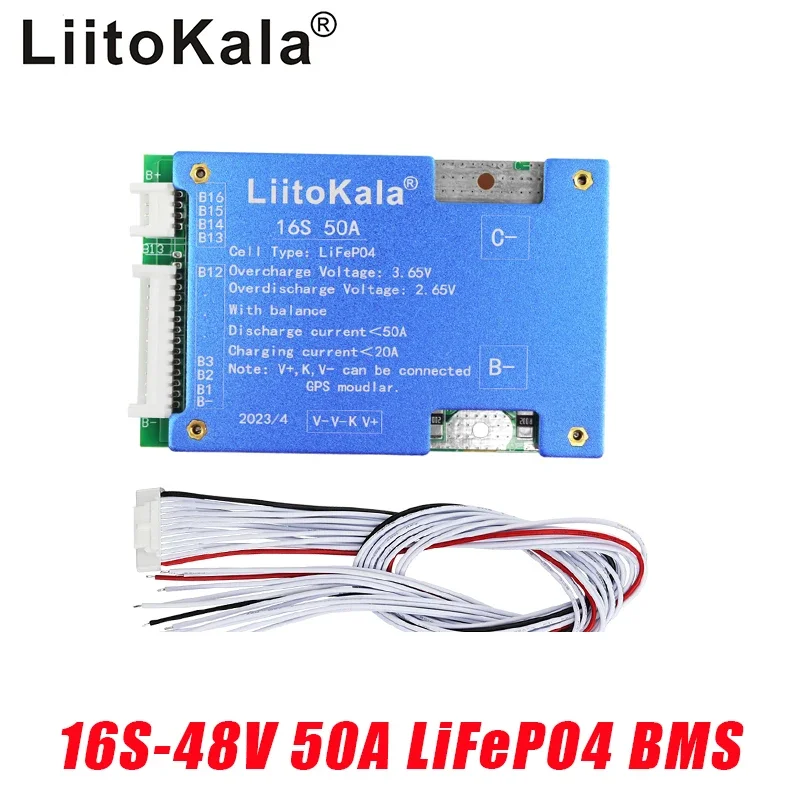 

LiitoKala 16S 48V 50A LiFePO4 Battery Balance Charge Board Equalizer NTC Temperature Protection Equalizador For Escooter/Ebike