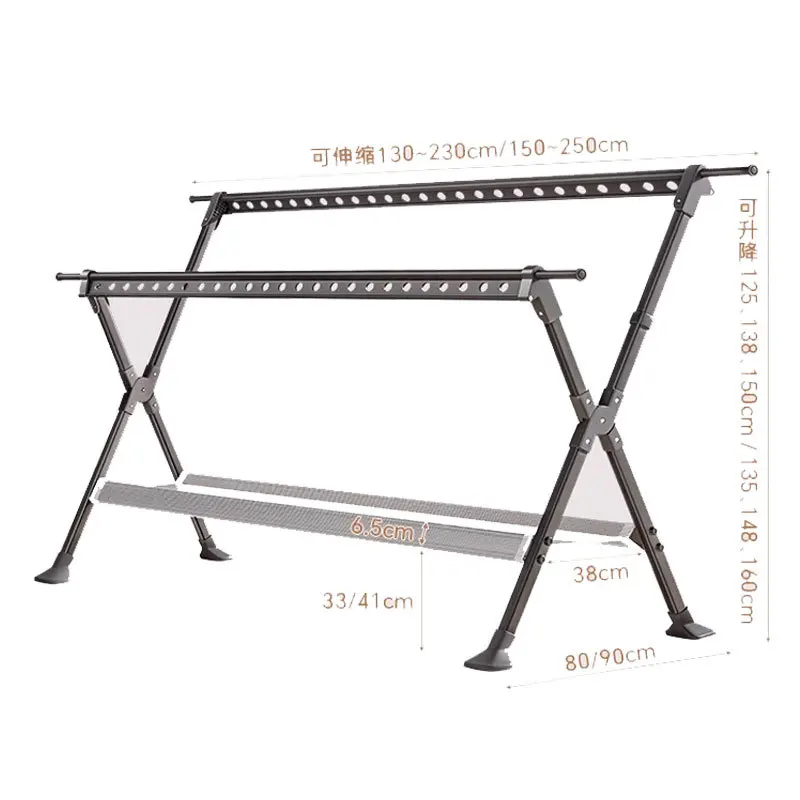 Thickened aluminum alloy mobile folding drying rack Multifunctional drying rack