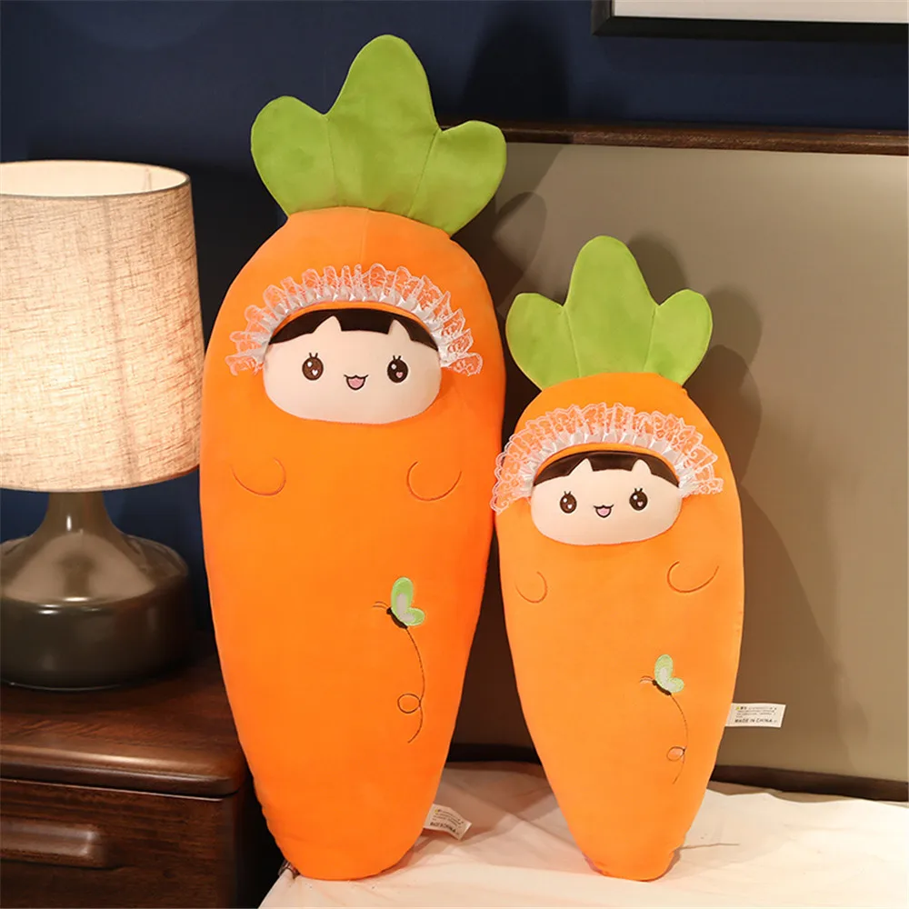 45-110cm Cartoon Plant Smile Carrot Plush toy Cute Simulation Vegetable Carrot Pillow Dolls Stuffed Soft Toys for Children Gift