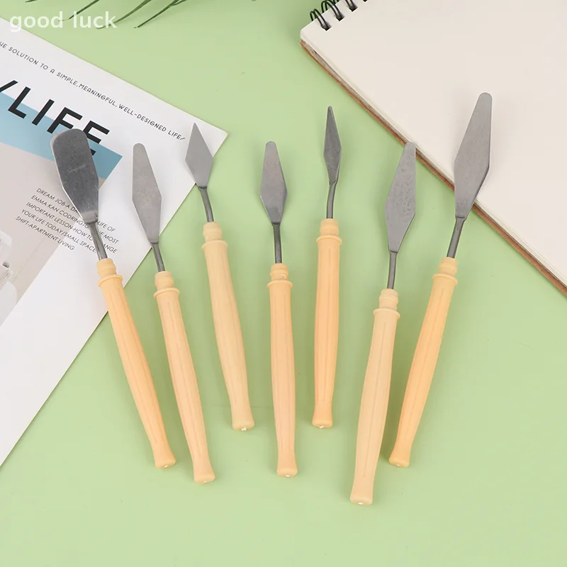 7 Buah Pisau Lukisan Minyak Baja Tahan Karat Spatula Kerajinan Artis Pisau Palet Alat Seni Pengikis Pisau Pencampur