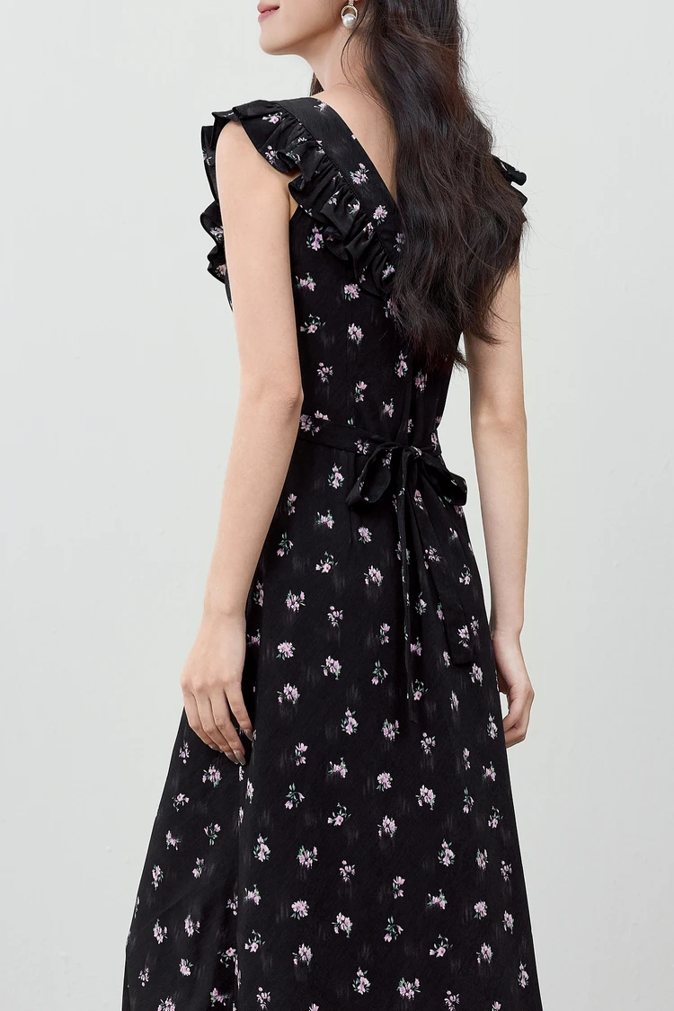 SENTUBILA Damen Sommerkleid mit Blumenmuster 2026 Elegantes bedrucktes, ärmelloses, tailliertes langes Kleid mit Schnürung, zwei Tragevarianten 152LO3118 – Detail 12