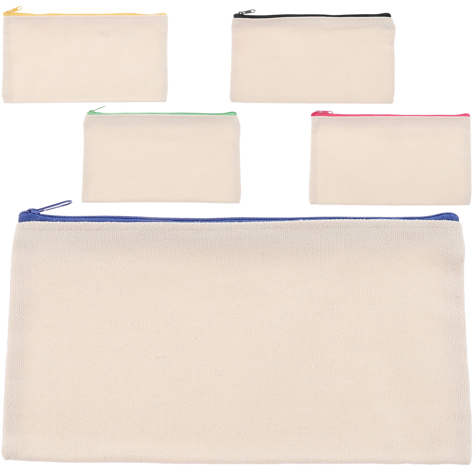 

5 Pcs Zipper Pencil Case Multipurpose Canvas Pouch Cosmetics Bag Makeup for Travel Bags