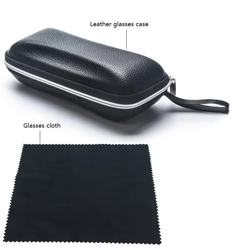 Leather Glasses Case Portable Sunglasses Reading Glasses Carry Bag Hard Zipper Box Protective Case Cover Eyeglasses Accessories
