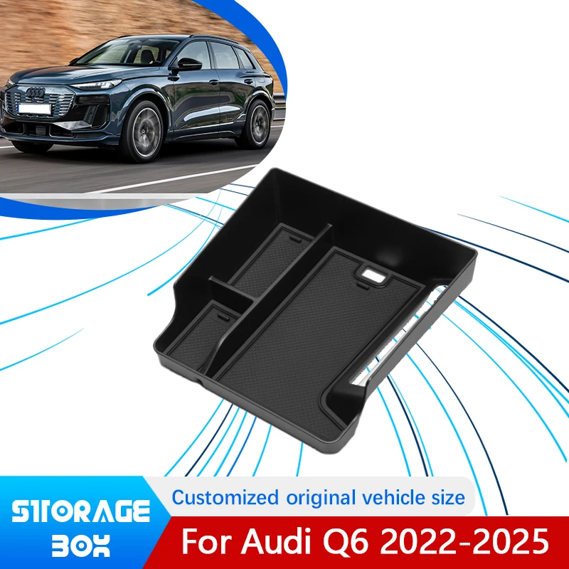 For Audi Q6 2022 2023 2024 2025 Car Central Upper Layer Armrest Car Storage Box Container Holder Interior Auto Tools Accessories