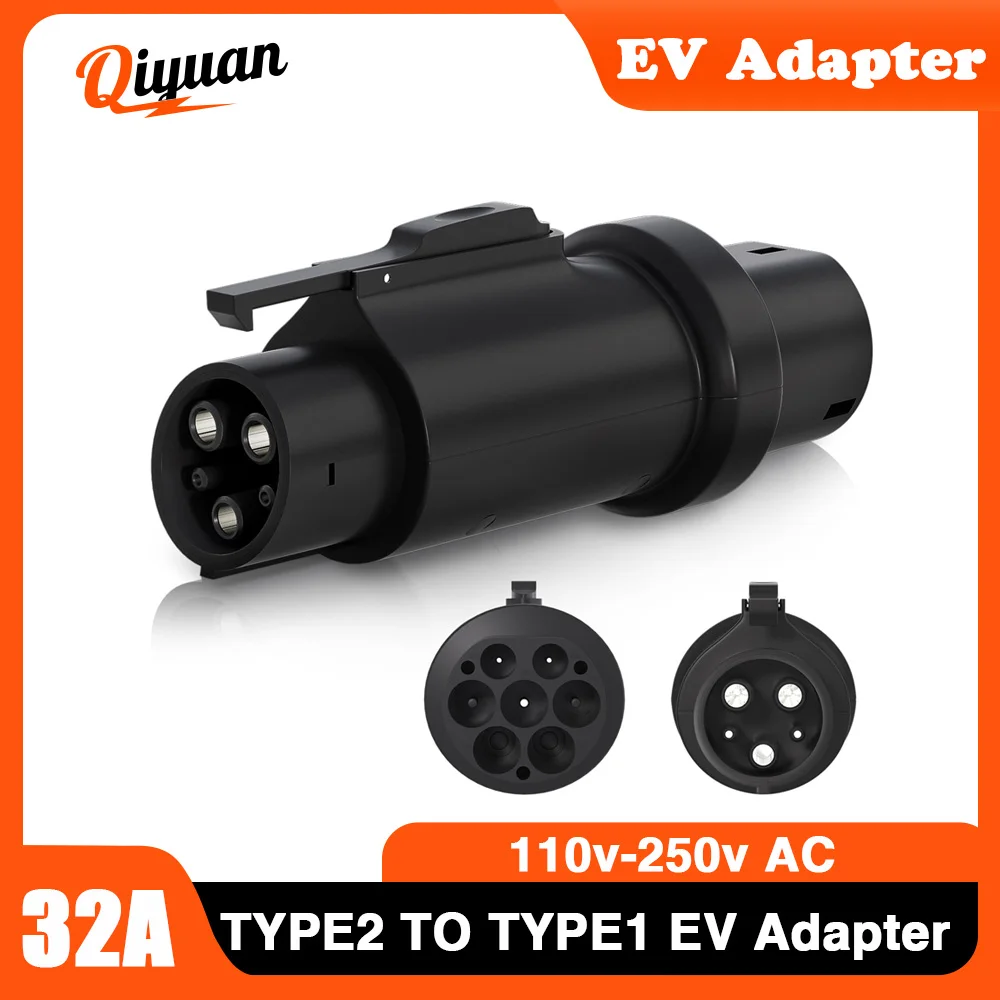 32A EV Charger Adaptor For IEC 62196 to type1 Charging For Electric Vehicle Connector Type 2 to Type 1 SAE J1772 7.2KW Conventor