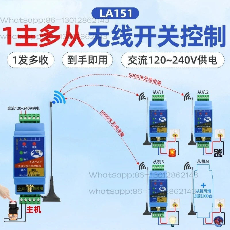 One to Many Wireless Switch 220V Remote Controller Alarm Signal Receiver Cross-Transmission Remote Control Module la151