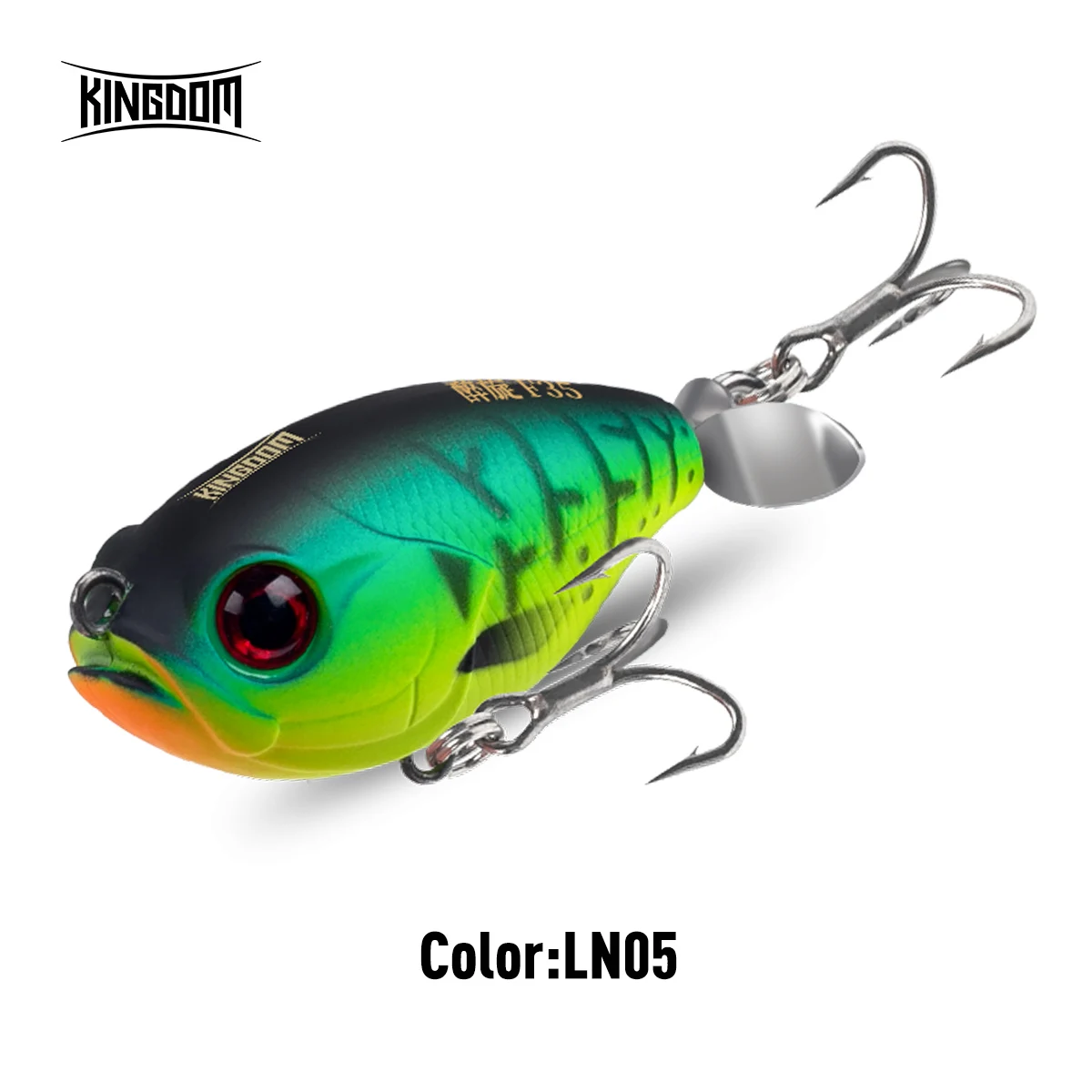 Kingdom Propeller Topwater Popper Angelköder 35 mm 5,4 g Wobbler künstliche harte Köder für Forelle Hecht Bass schwimmender Bleistift