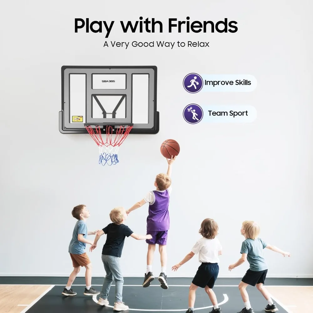ชุดห่วงบาสเก็ตบอลมืออาชีพสำหรับติดตั้งภายใน/ภายนอกอาคาร พร้อมกระดานอะคริลิคสำหรับสัตว์เลี้ยงที่ทนทานและขอบเหล็กสำหรับติดผนัง