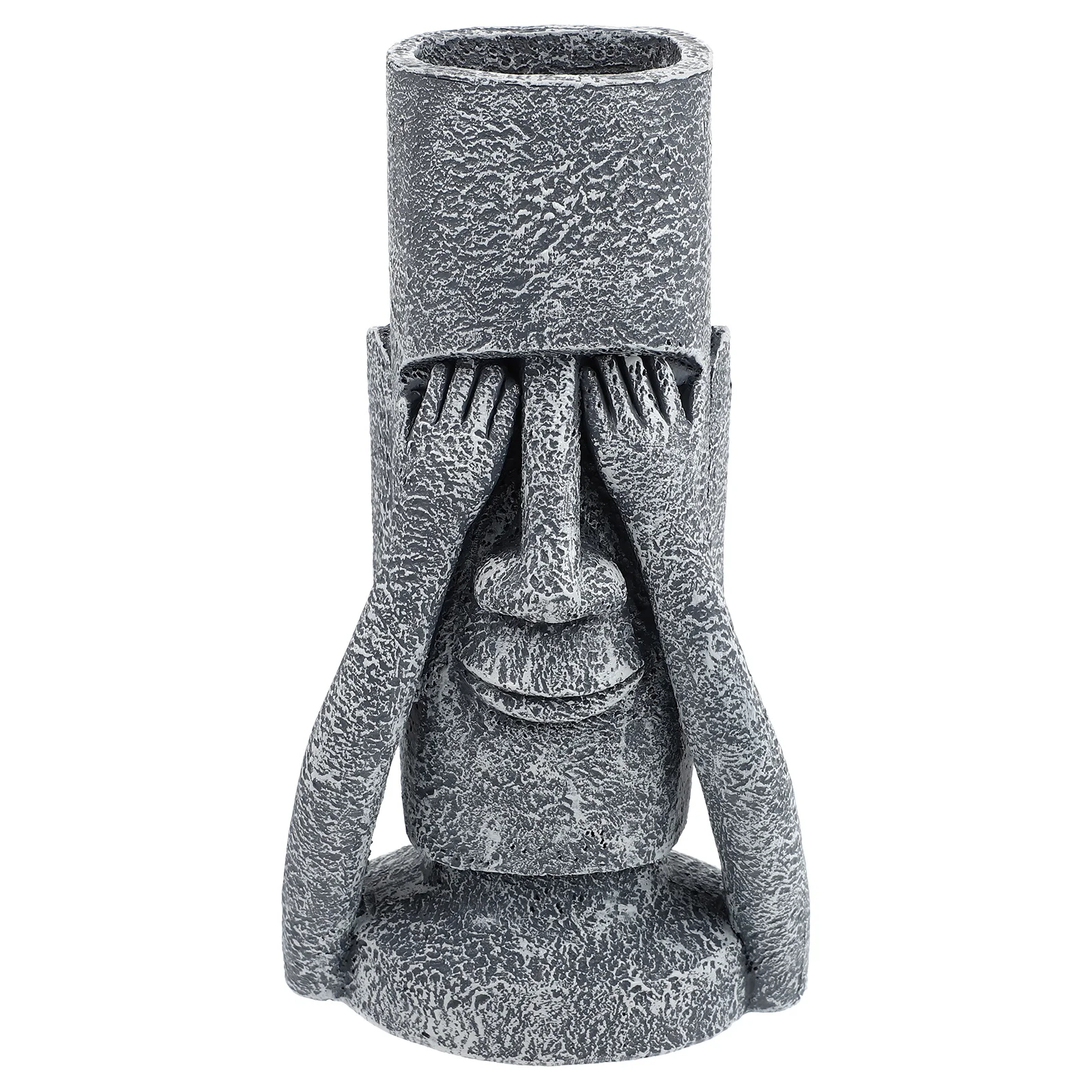 

1Pcs Unique Resin Vase Moai Statue Shape Artistic Home Decor Functional Flower Arrangement Holder for Indoor Spaces