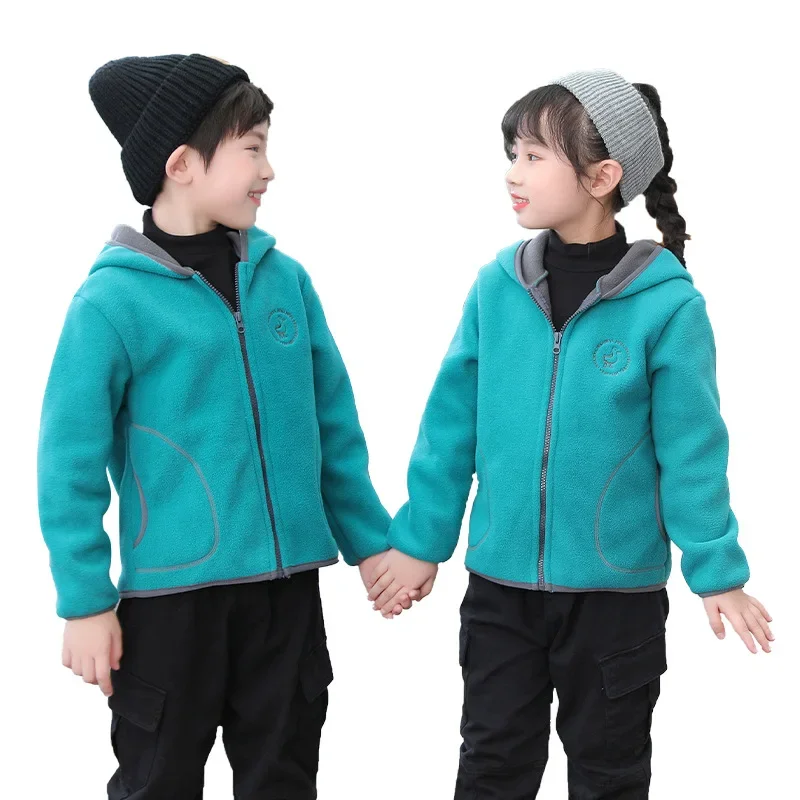 New Girls Boys Jacket Coats Spring Autumn Polar Fleece Fashion Casual Coat Kids Tops Childrens Clothes Teen Student Outerwear