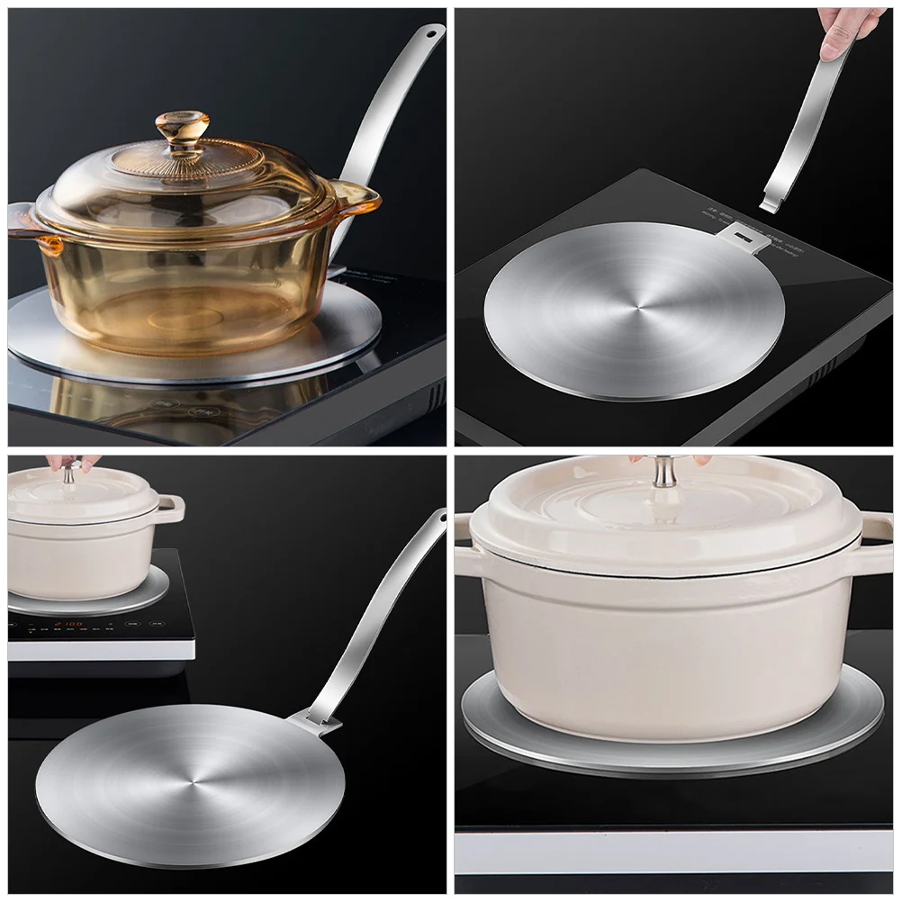 

Gas Stovetop Heat Diffuser Induction Plate Adapter Detachable Handle Stainless Steel Thermal Guide Plate Heat Cooking Tool