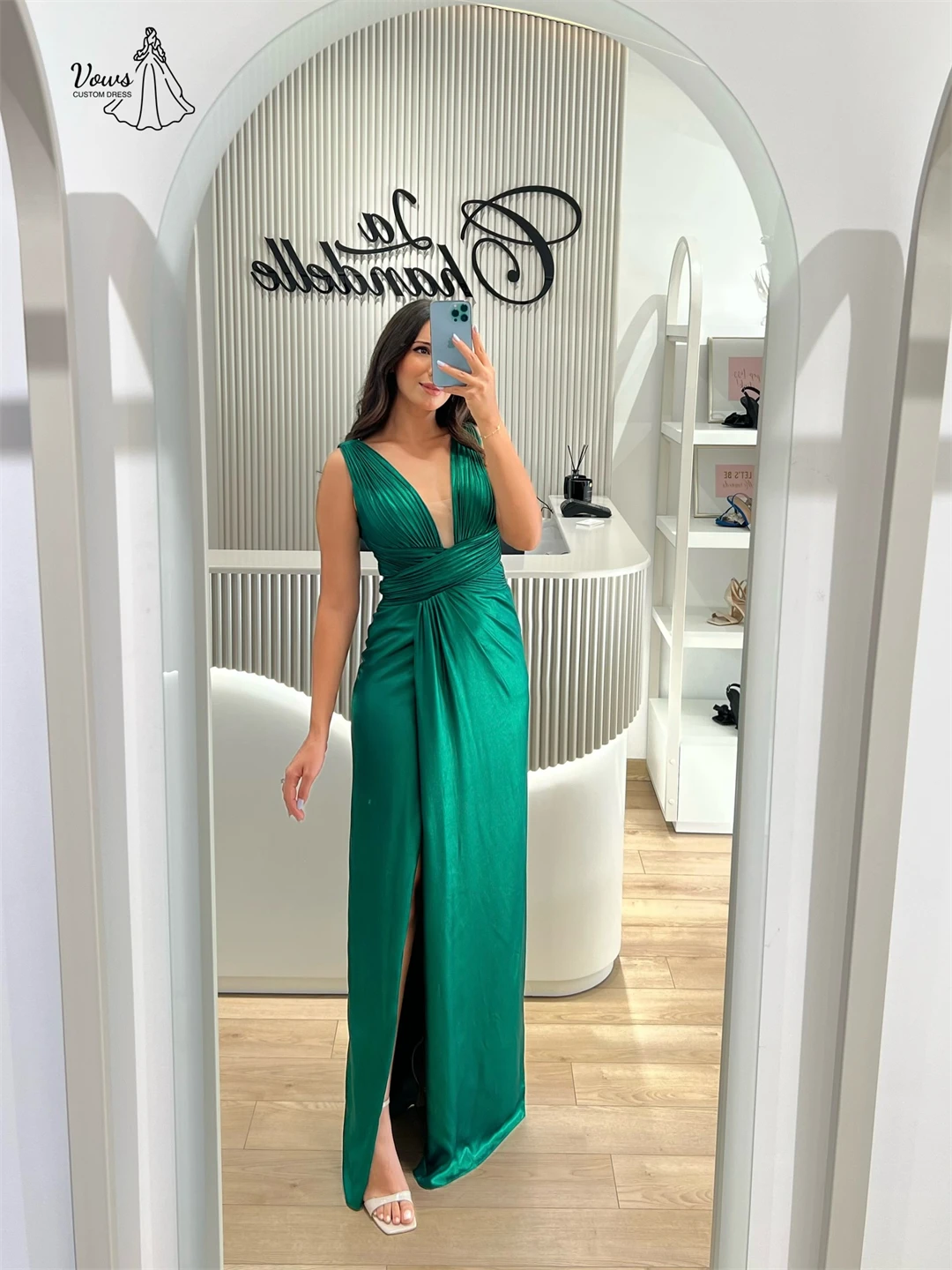 فستان سهرة أنيق مصنوع حسب الطلب من Vows فاخر 2025 برقبة على شكل حرف v رداء سواريه فساتين سوداء للنساء فساتين سهرة أنيقة بفتحة متعرجة