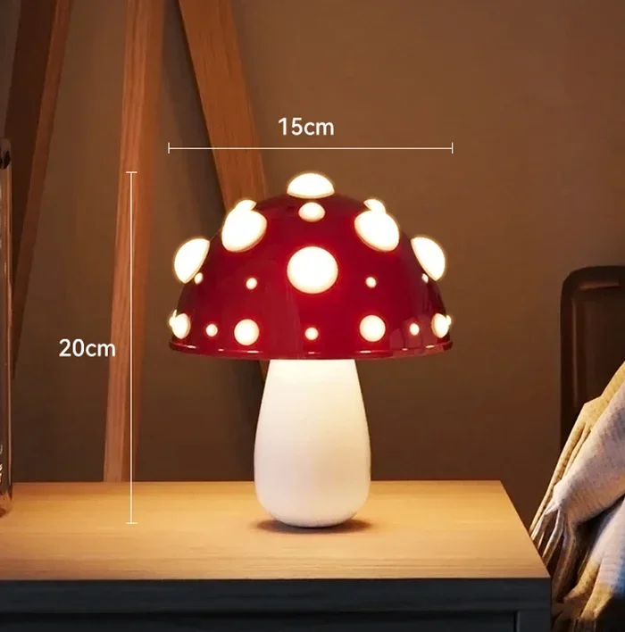 Ins Decorative Small Mushroom Table Lamp Bedroom Bedside Study Dormitory Atmosphere Desk Light USB Rechargeable Night Light Gift