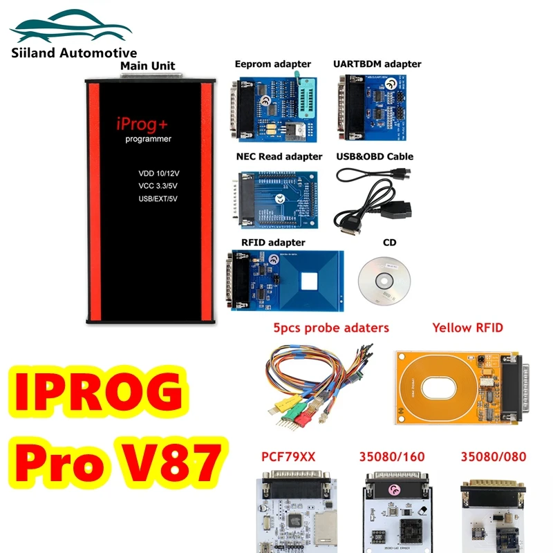 2023 Iprog Pro V87 with Full Adapters Support Auto ECU Key Programmer Tool Replace Carprog/Digiprg