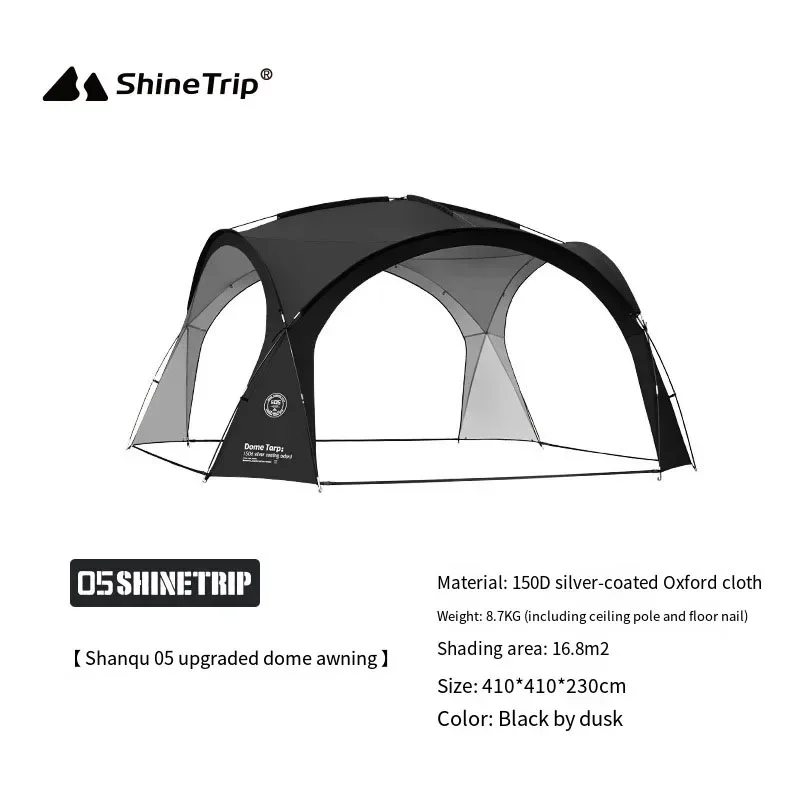 ShineTrip New Outdoor Round Dome Canopy tenda Multiplayer impermeabile Sunproof Camping oversize Enclosure Fabric Mesh Dome Set