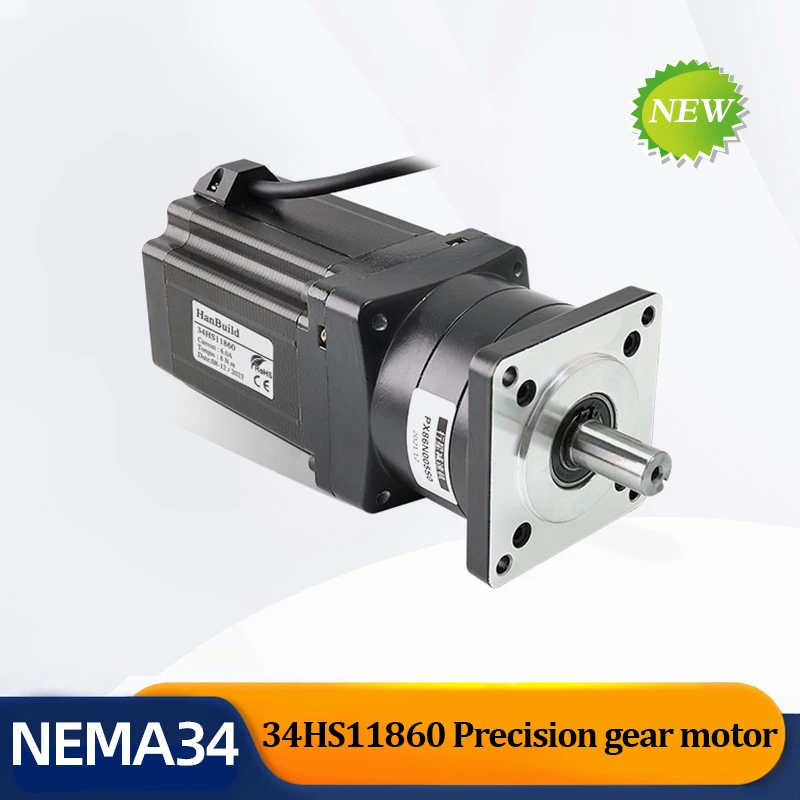 

hanpose motor 34HS11860-HG10-1 5-1 6.0A for CNC engraving machine high torque 8N.M High precision gearbox stepper motor nema34