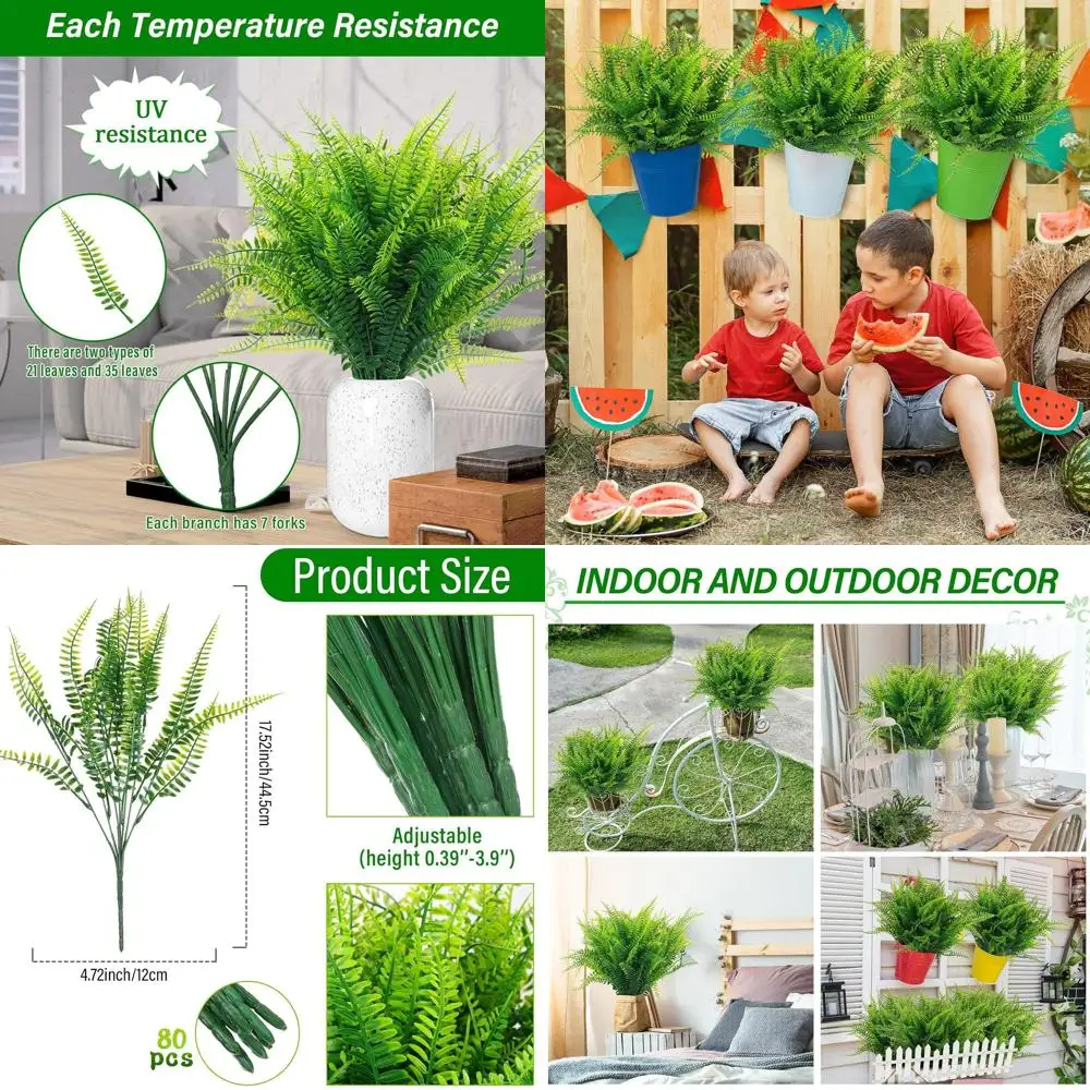 

Искусственные растения бостонского папоротника — устойчивые к ультрафиолетовому излучению, не выцветают, декор для наружного патио, крыльца, сада, окна