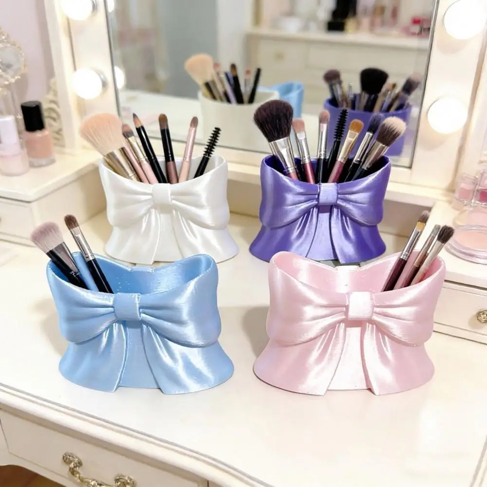 Capacity Pen Organizer Cute Desktop Storage 3d Printed Bow Pen Holder Cute Desktop Pencil Cup Makeup Brush Organizer for School