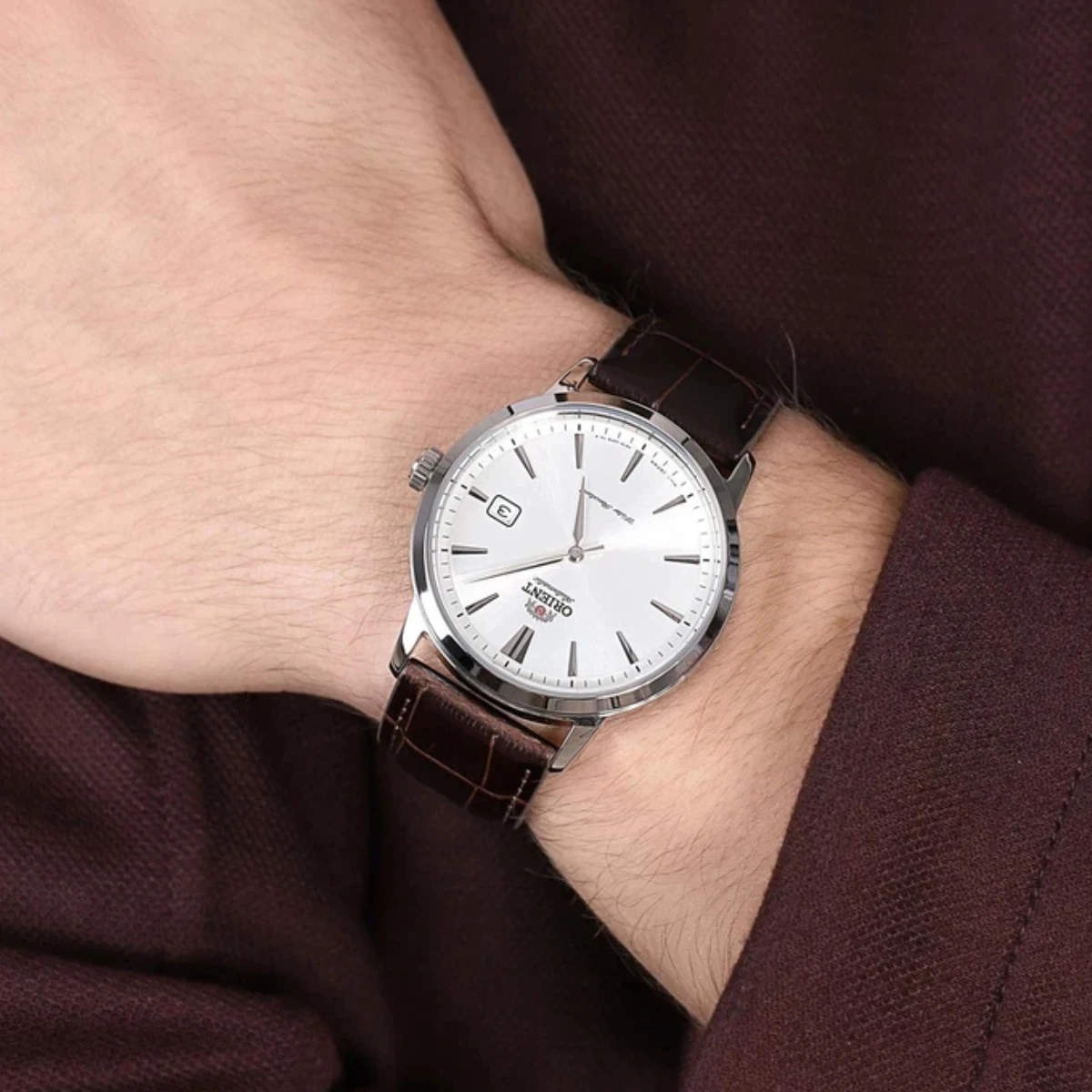 ساعة أورينت الأوتوماتيكية الميكانيكية الأصلية ساعة فاخرة للأعمال ساعة كاجوال بشريط فولاذي