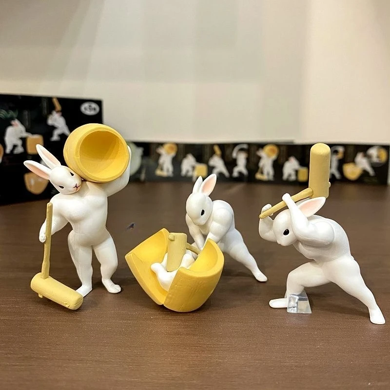 Cartoon Action Figure Gepureerde Rijstcake Spier Jade Konijn Karaktercollectie Ornamenten Decoratie Blind Box Speelgoed Kindergeschenken