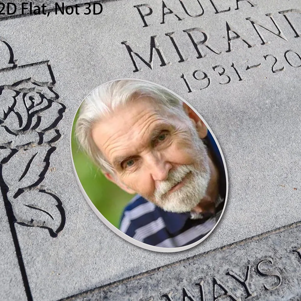 

2D Flat Not 3D 1pc Custom Photo Memorial Headstone Tile Personalized Remembrance Gift for Holidays Oval Gravestone Marker