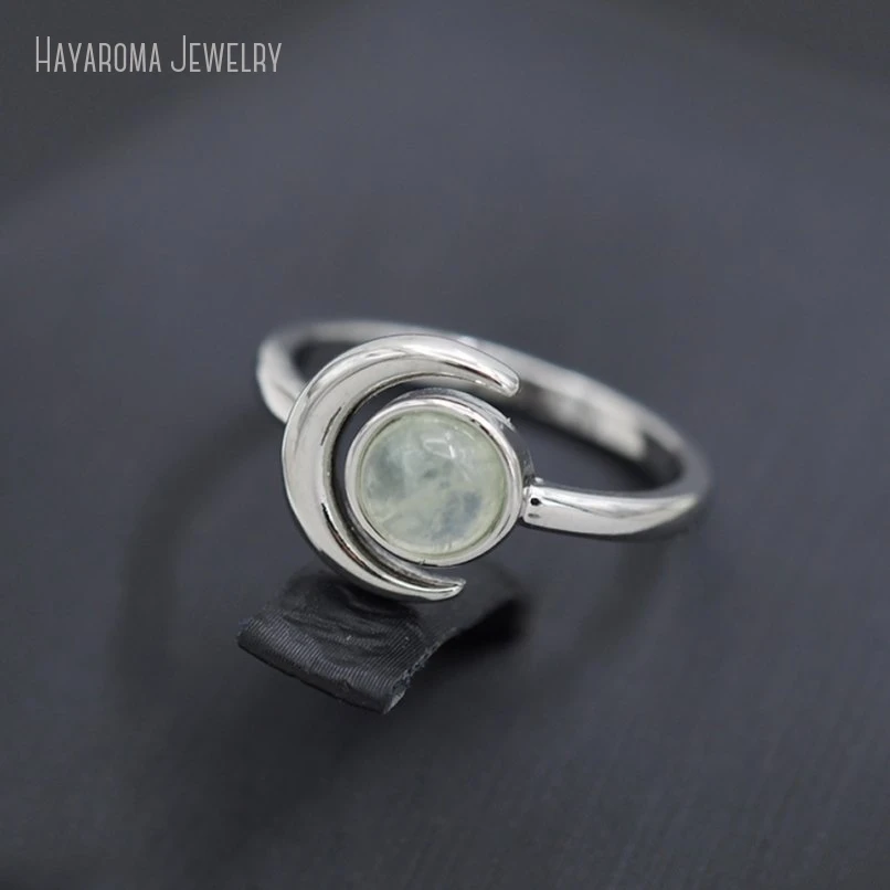 

2Pcs Boho Witch Wholesale Semi-precious Stone Prehnites Silver Color Ring RM51256