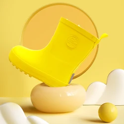 Boys and Girls Warm Soft Cold Plus Velvet Outdoor Snow Student Travel Rubber Rain Boots Water Shoes.