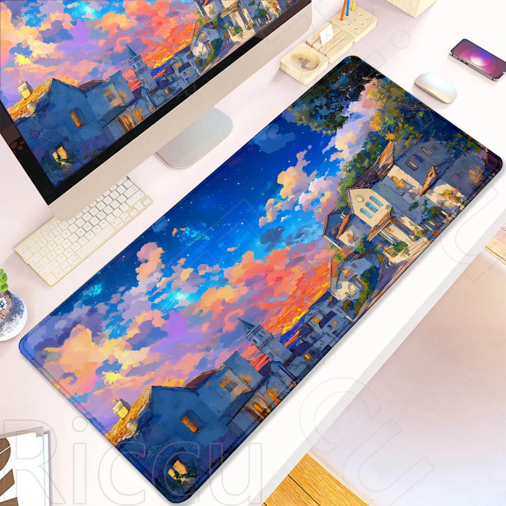 

HD Japan anime night sky cartoon Mouse pad Printing Computer Gamers Locking desk PC accessories 400X900MM Keyboard XXL Desk Mat
