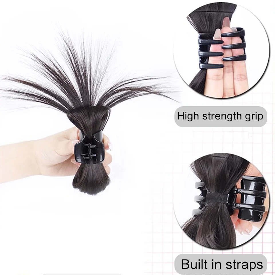 Synthetic Fake Hair Extension Straight Bun with Claw Updo Chicken feather shuttlecock head Hairpiece For Girl Women Chignons