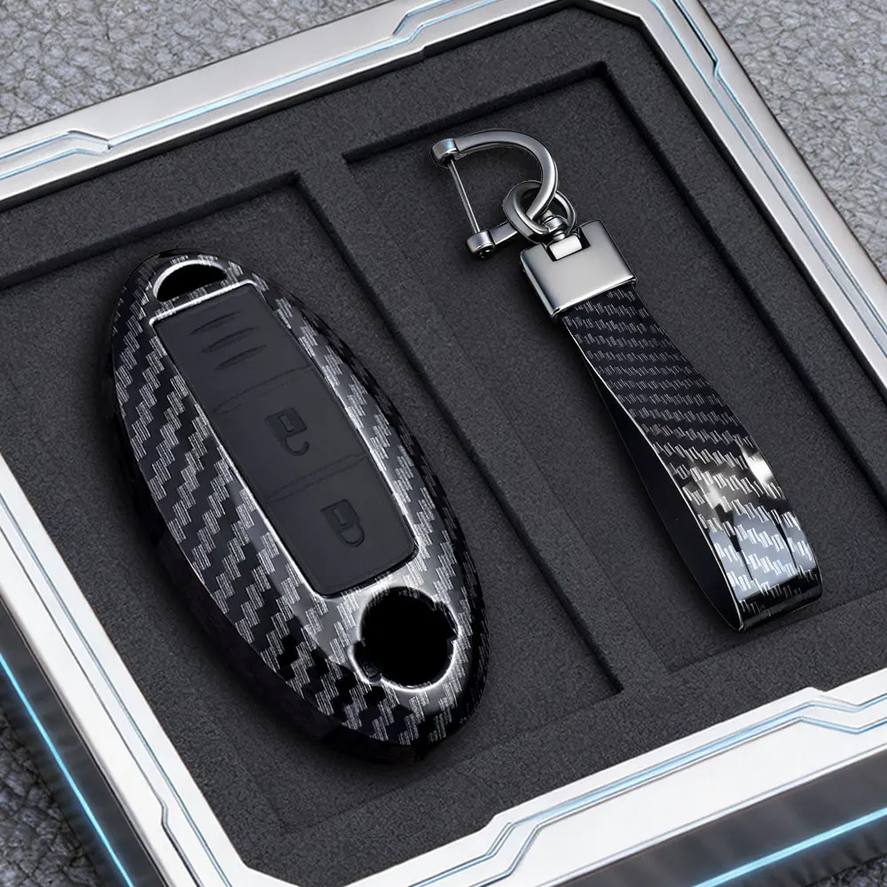 ABS Carbon Fiber Car Key Case Cover For Nissan Qashqai X-Trail T32 T31 Juke J10 J11 Kicks Tiida Pathfinder Note For Infiniti Bag