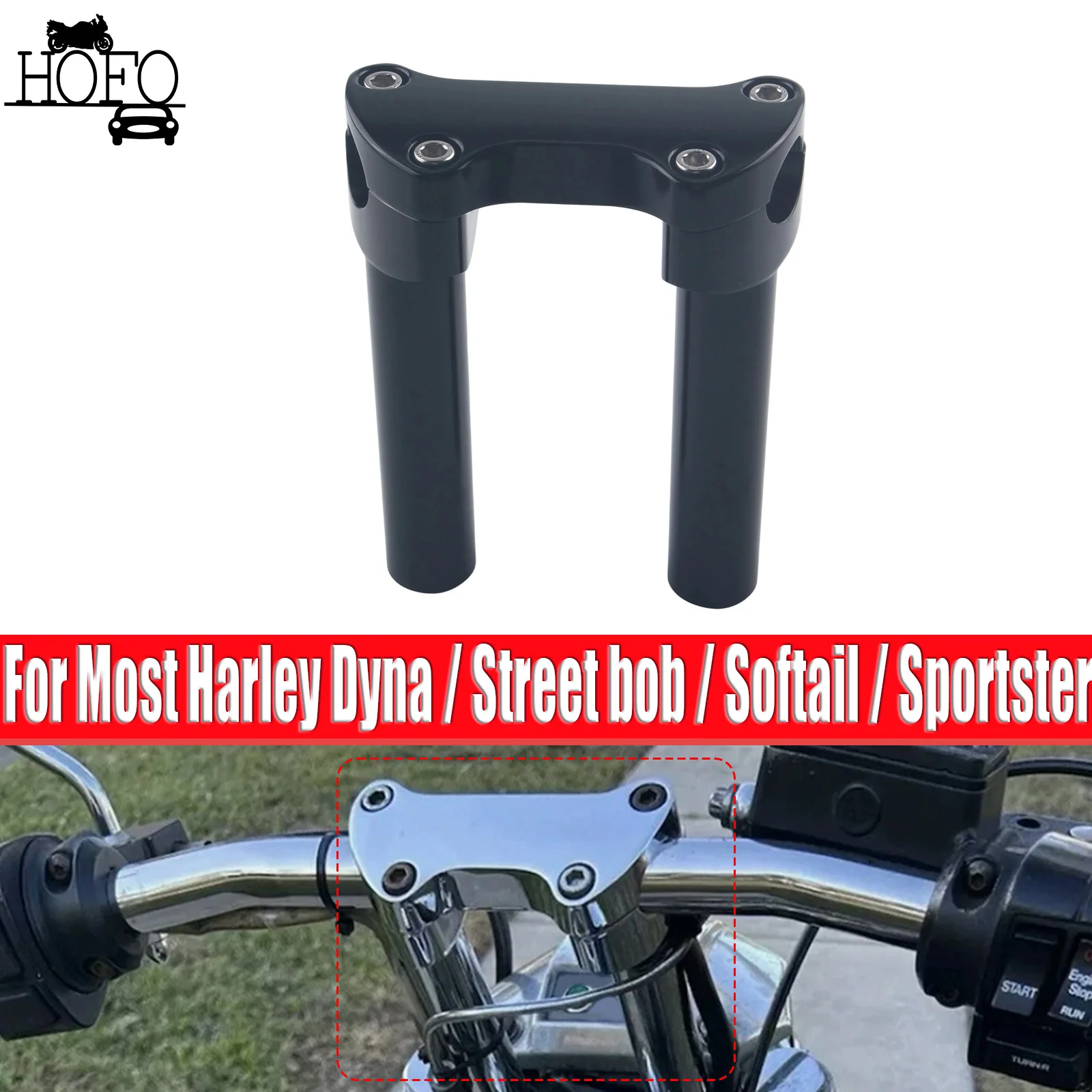 

For Most Harley Dyna / Street bob / Softail / Sportster and Other Models 6" Straight Handlebar Risers Top Clamp