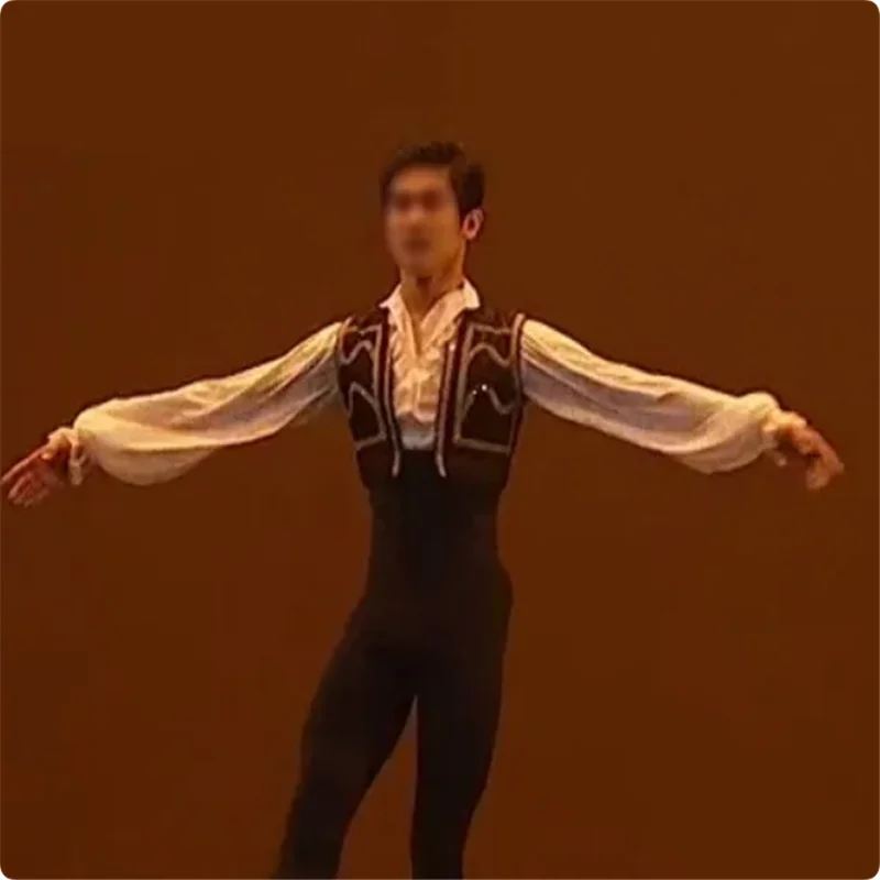 Professional Men Ballet Vest With Jumpsuit Two Pieces,Boys Performance Ballet Tunic Vest  Ballet Costumes Outfit