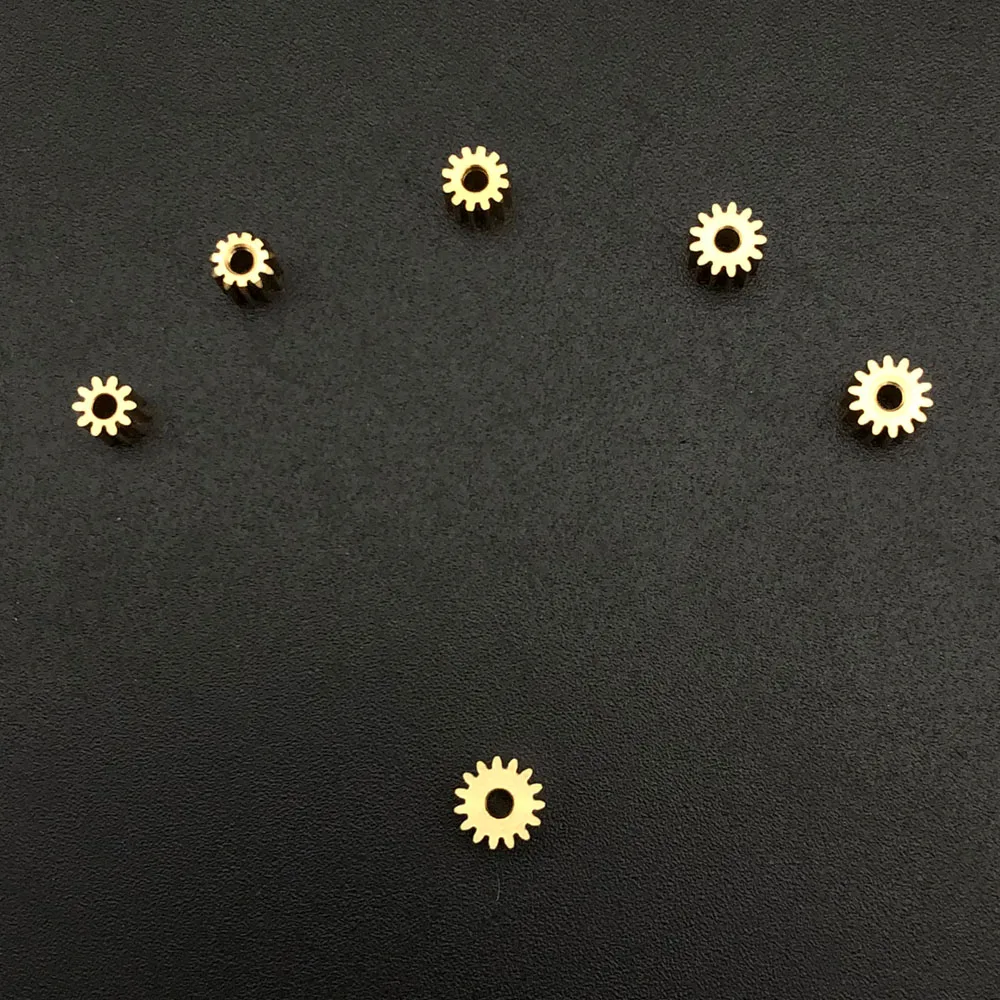 10Pcs/Lot 0.3M Small Brass Gear Spur Pinion 0.3 Modulus Bore Aperture 0.98MM 1.48MM 1.98MM 2.02MM 2.28MM 10/11/12/13/14/15 Teeth