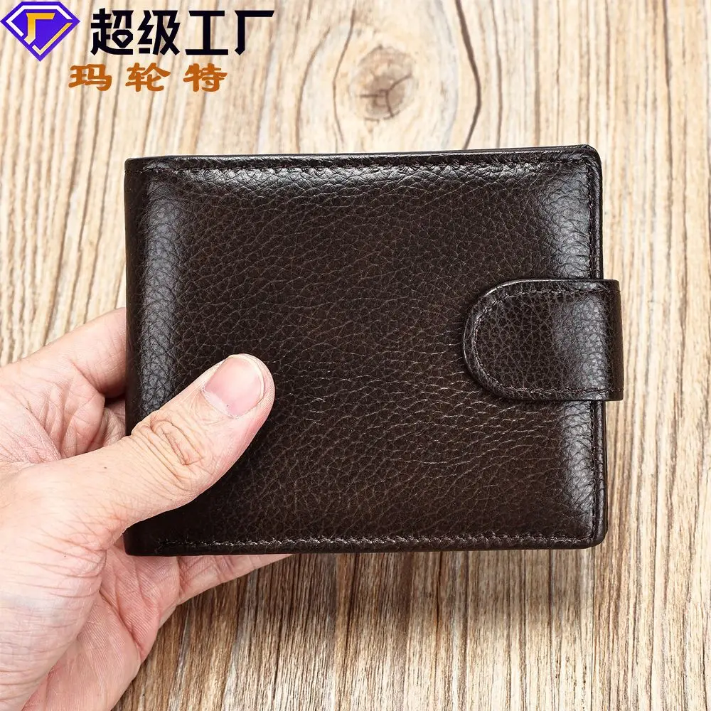 

MLT-1065 Мужской кожаный многофункциональный короткий кошелек в стиле ретро с несколькими отделениями для карт и верхним слоем из воловьей кожи