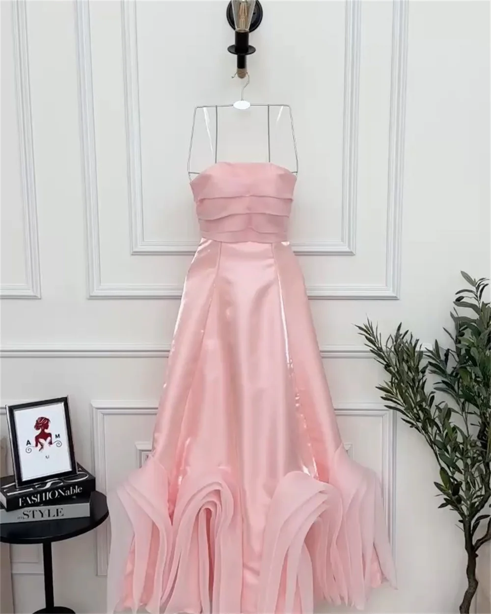 Customized Dearin Strapless A-line Floor Length Skirts Layered Bespoke Occasion Dresses Evening Dress