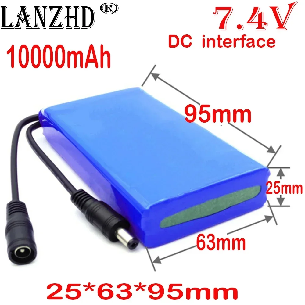 High capacity Li 7.4V DC 8.4V Lithium Batteries Pack For Fishing Bluetooth Speaker Emergency DIY Battery with PCB display lamp