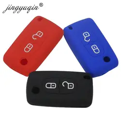 jingyuqin Silicone Case for Peugeot 208 207 308 RCZ 408 407 307 206 for Citroen C4 C5 C3 C2 C4L Xsara Picasso Car Flip Key Cover