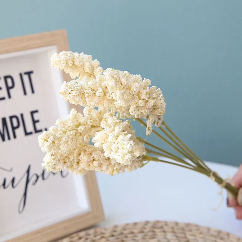 

6Pcs/Pack Artificial Vanilla Mini Foam Berry Spike Artificial Flowers Bouquet for Home Plant Wall Decoration Cereals Plant Heap